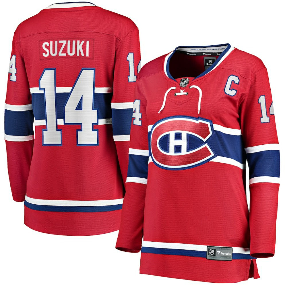 Nick Suzuki Montreal Canadiens Fanatics Women's Home Captain Patch Breakaway Player Jersey Red