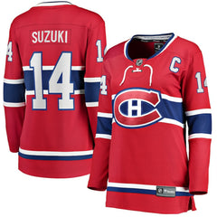 Nick Suzuki Montreal Canadiens Fanatics Women's Home Captain Patch Breakaway Player Jersey Red