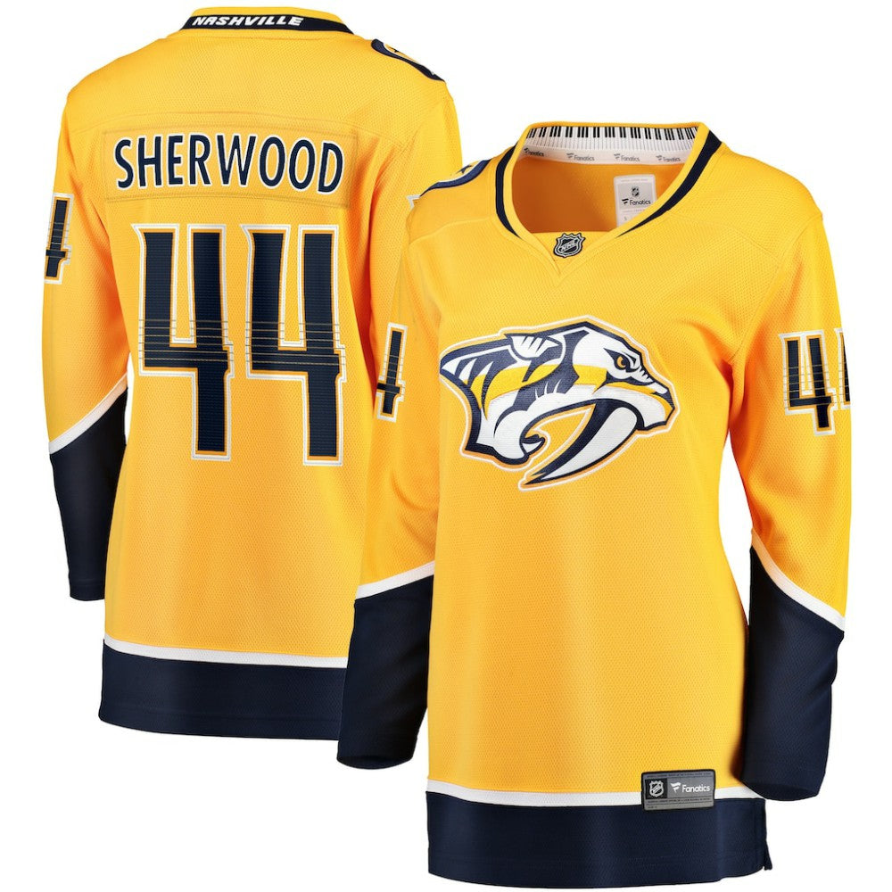 Kiefer Sherwood Nashville Predators Fanatics Women's Home Breakaway Player Jersey Gold