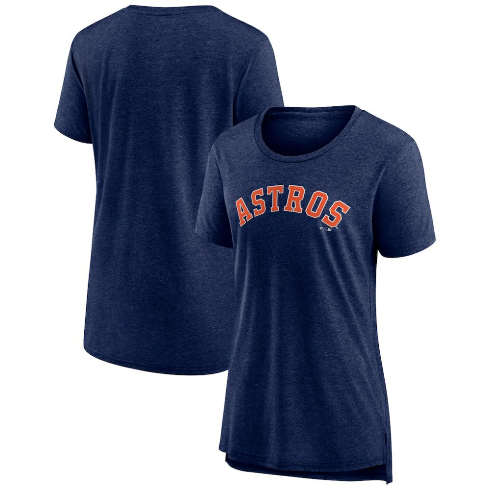 Houston Astros Women's Official Wordmark Tri-Blend T-Shirt Heather Navy
