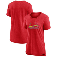 St. Louis Cardinals Women's Official Wordmark Tri-Blend T-Shirt Heather Red