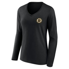 Boston Bruins Women's Territorial Long Sleeve V-Neck T-Shirt Black