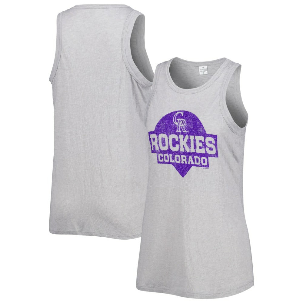 Colorado Rockies Soft as a Grape Women's Tri-Blend Tank Top Gray