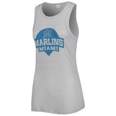 Miami Marlins Soft as a Grape Women's Tri-Blend Tank Top Gray