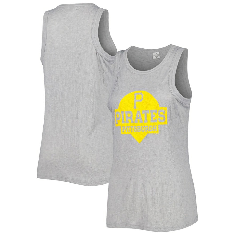 Pittsburgh Pirates Soft as a Grape Women's Tri-Blend Tank Top Gray