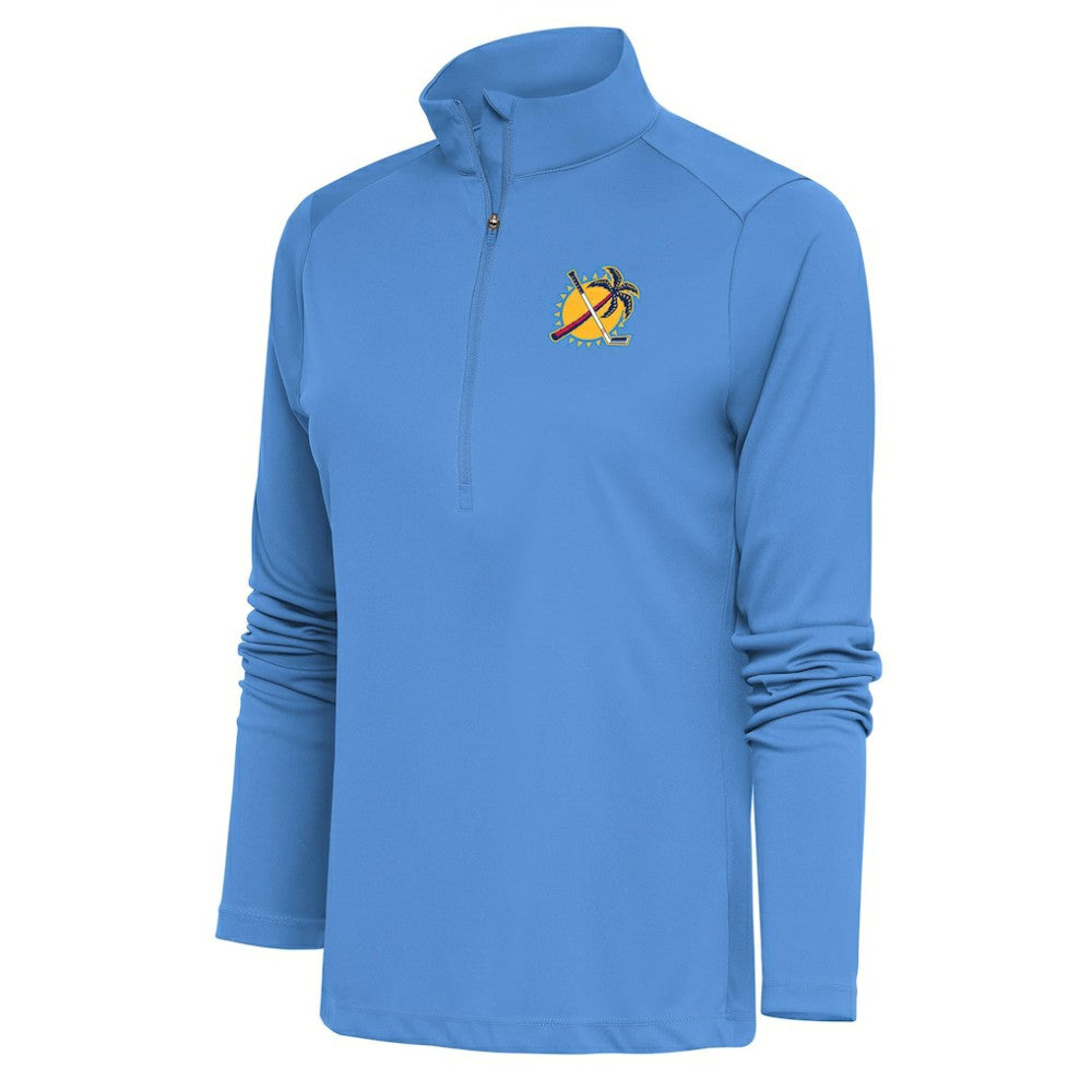 Florida Panthers Antigua Women's Special Edition 2.0 Tribute Quarter-Zip Pullover Top Light Blue