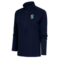 Seattle Kraken Antigua Women's Special Edition 2.0 Tribute Quarter-Zip Pullover Top Navy
