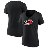 Carolina Hurricanes Women's Team Primary Logo V-Neck T-Shirt Black