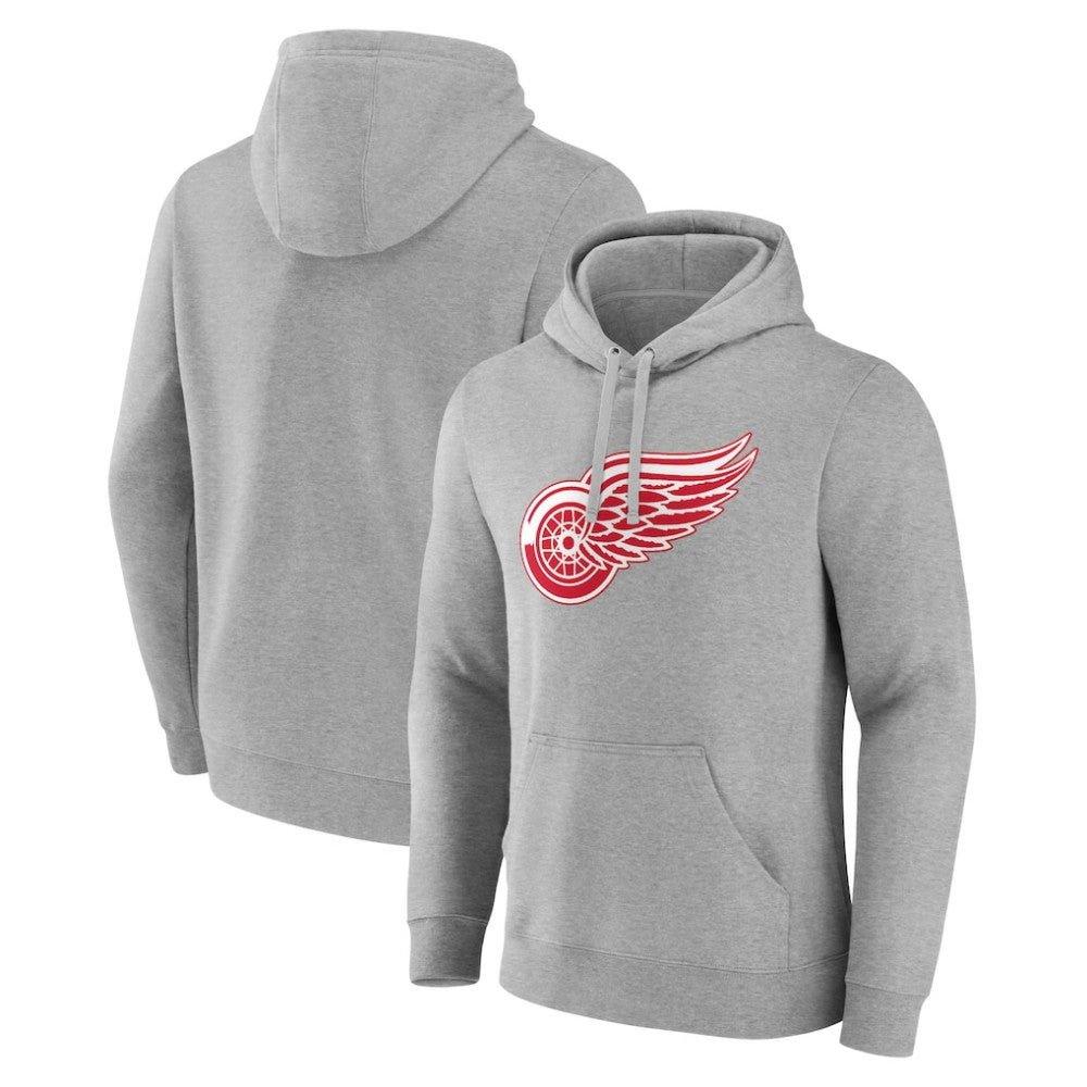Detroit Red Wings Primary Team Logo Pullover Hoodie Gray