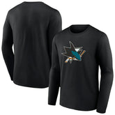 San Jose Sharks Primary Logo Team Long Sleeve T-Shirt Black
