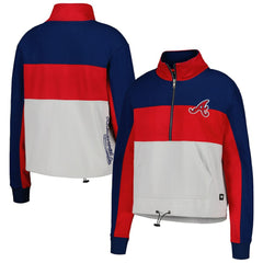 Atlanta Braves The Wild Collective Women's Color Block Half-Zip Jacket Red/Navy