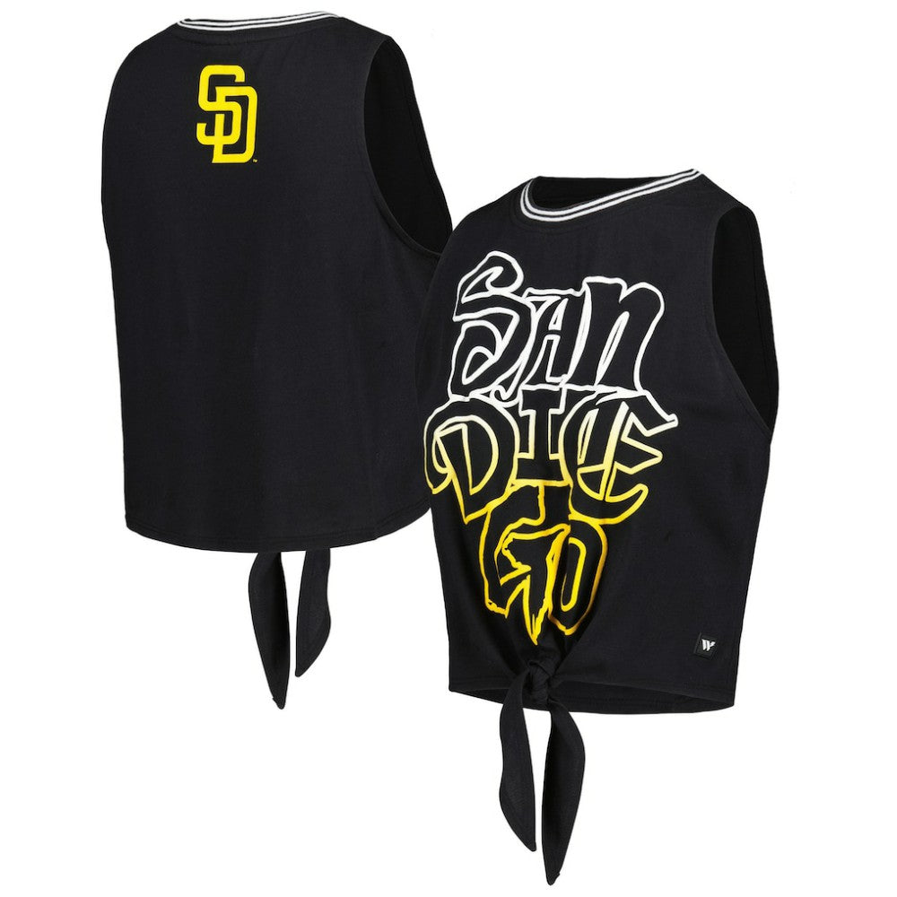 San Diego Padres The Wild Collective Women's Twisted Tie Front Tank Top Black