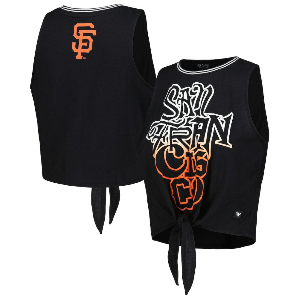San Francisco Giants The Wild Collective Women's Twisted Tie Front Tank Top Black