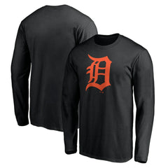 Detroit Tigers Official Team Logo Long Sleeve T-Shirt Black