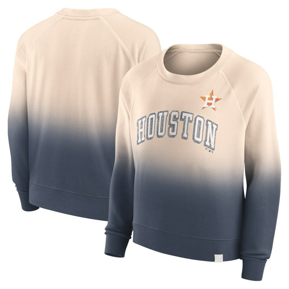 Houston Astros Women's Luxe Lounge Arch Raglan Pullover Sweatshirt Tan/Navy