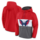 Washington Capitals Fanatics Flagrant Foul Anorak Raglan Half-Zip Hoodie Jacket Red