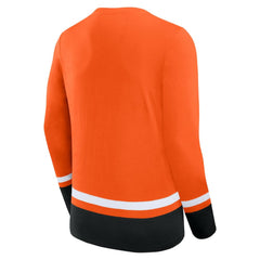 Philadelphia Flyers Fanatics Back Pass Lace-Up Long Sleeve T-Shirt Orange