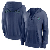 Seattle Kraken Fanatics Women's Breakout Lace-Up Pullover Hoodie Navy