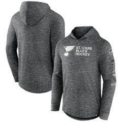 St. Louis Blues Fanatics Stacked Long Sleeve Hoodie T-Shirt Heather Charcoal