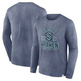 Seattle Kraken Fanatics Keep The Zone Long Sleeve T-Shirt Heather Deep Sea Blue