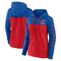 Chicago Cubs Women's City Ties Hoodie Full-Zip Sweatshirt Royal/Red