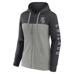 Chicago White Sox Women's City Ties Hoodie Full-Zip Sweatshirt Heather Charcoal/Gray