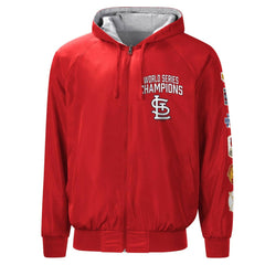 St. Louis Cardinals G-III Sports by Carl Banks Southpaw Reversible Raglan Hoodie Full-Zip Jacket Red/Heather Gray