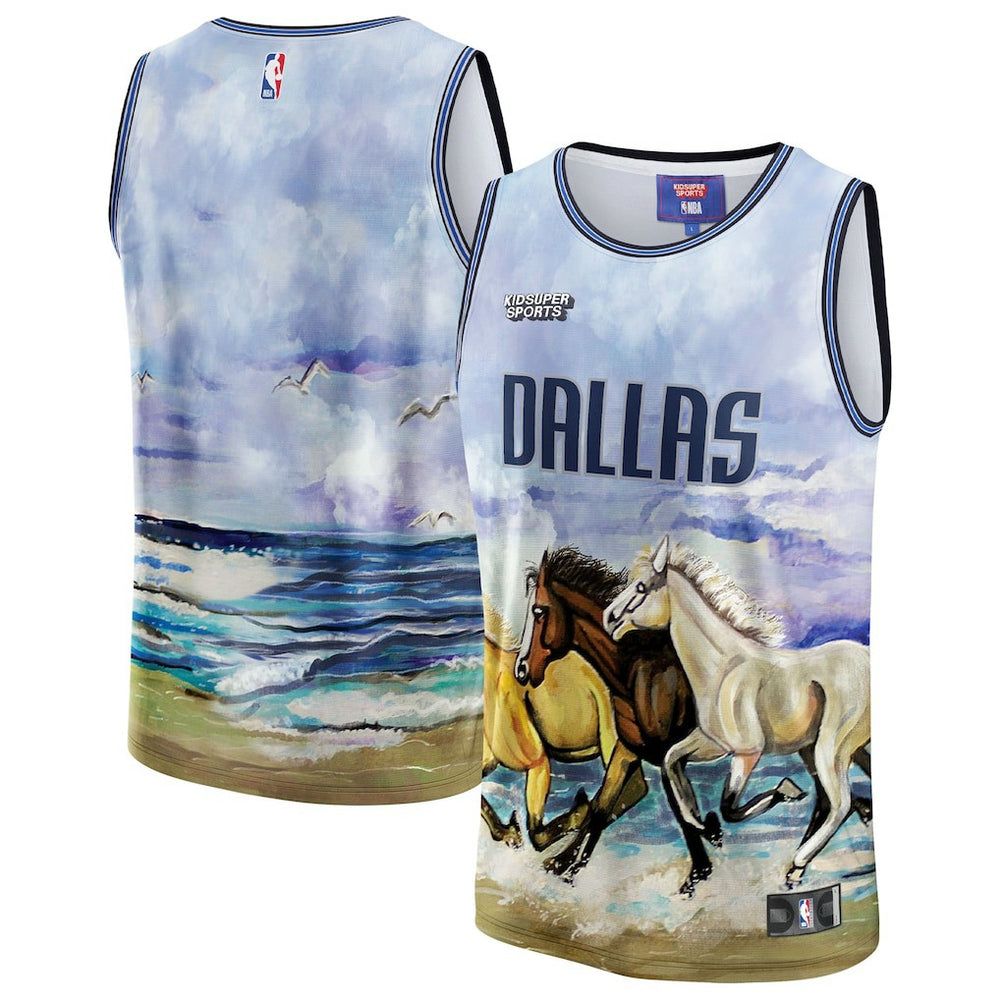 Dallas Mavericks NBA & KidSuper Studios Unisex Hometown Jersey sale - Blue