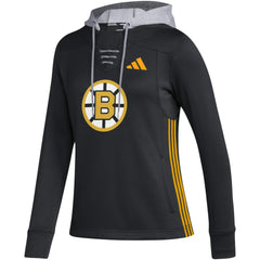 Boston Bruins adidas Women's Refresh Skate Lace AEROREADY Pullover Hoodie Black