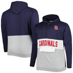St. Louis Cardinals Big & Tall Fleece Half-Zip Hoodie Navy/White