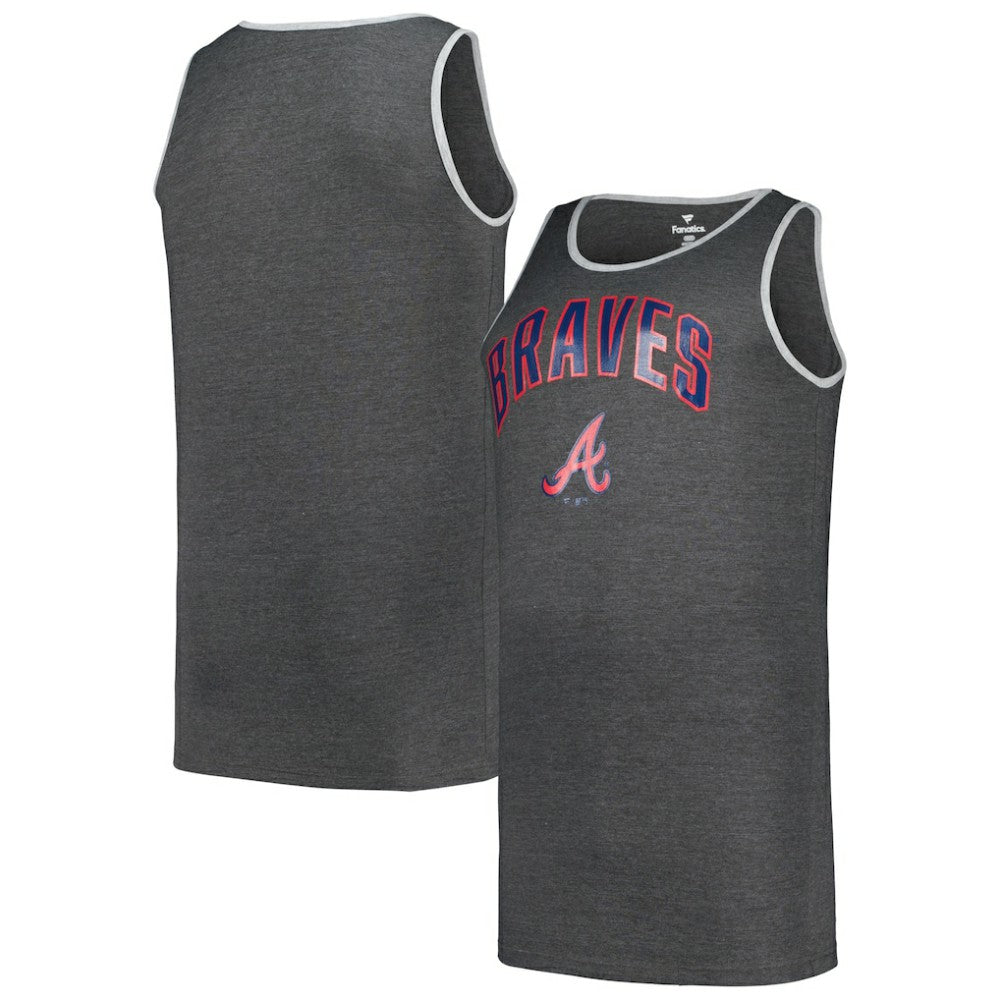 Atlanta Braves Profile Big & Tall Arch Over Logo Tank Top Heather Charcoal