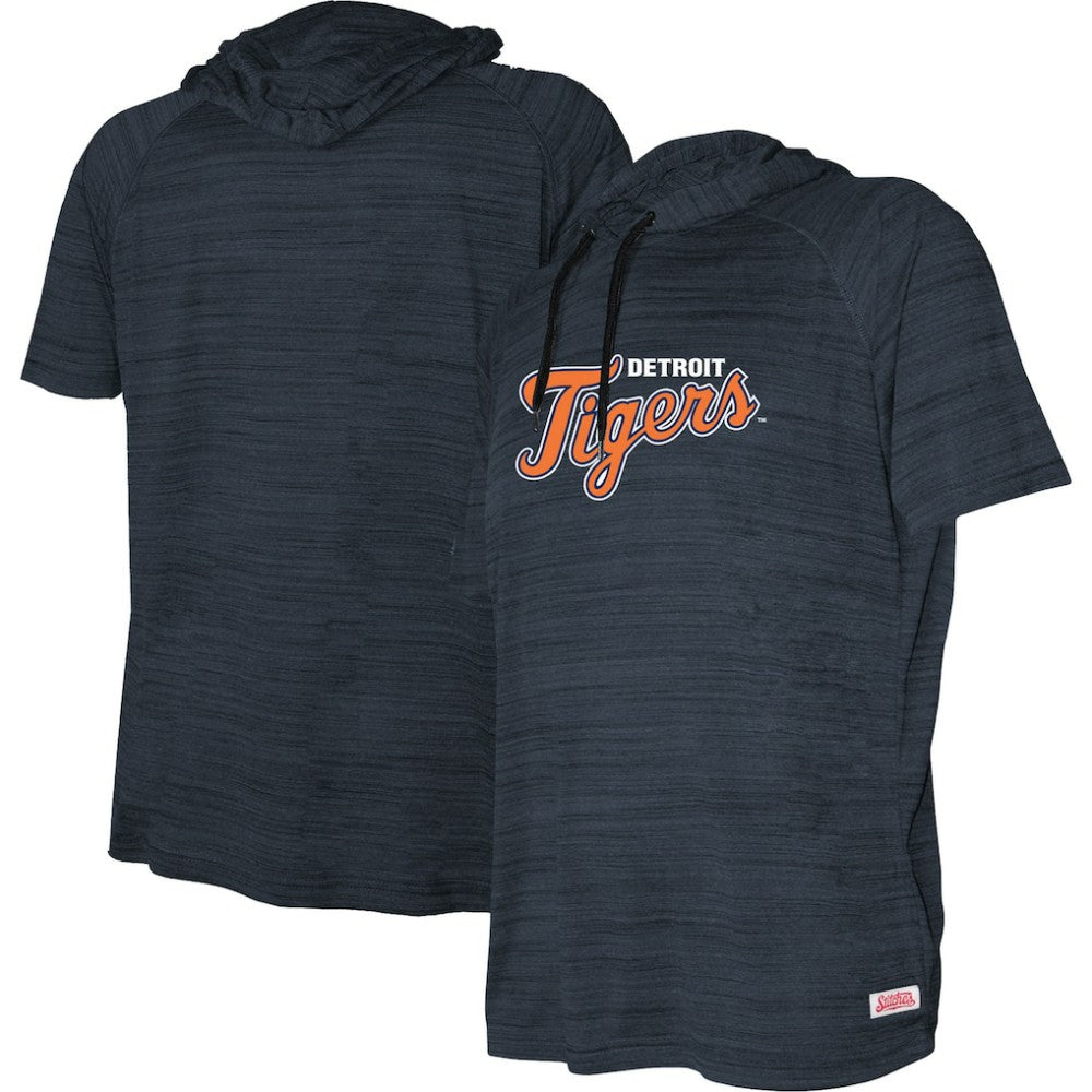Detroit Tigers Stitches Youth Raglan Short Sleeve Pullover Hoodie Heather Navy