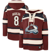 Cale Makar Colorado Avalanche '47 Player Name & Number Lacer Pullover Hoodie Burgundy