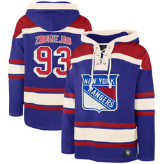 Mika Zibanejad New York Rangers '47 Player Name & Number Lacer Pullover Hoodie Blue