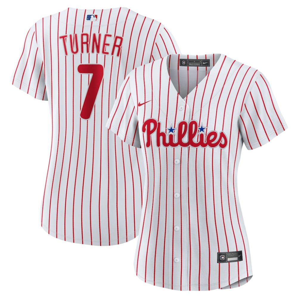 Trea Turner Philadelphia Phillies Women's Home Replica Player Jersey - White