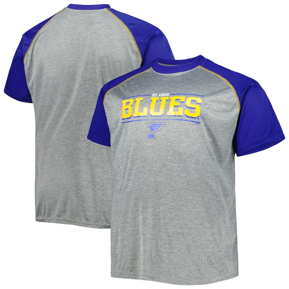 St. Louis Blues Big & Tall Logo Raglan T-Shirt Heather Gray