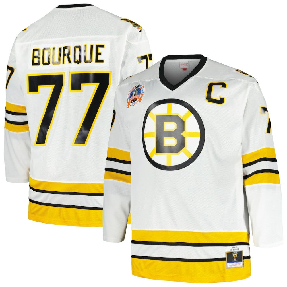 Ray Bourque Boston Bruins Mitchell & Ness Big & Tall Captain Patch Blue Line Player Jersey White