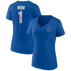 Chicago Cubs Women's Team Logo Mother's Day V-Neck T-Shirt Royal