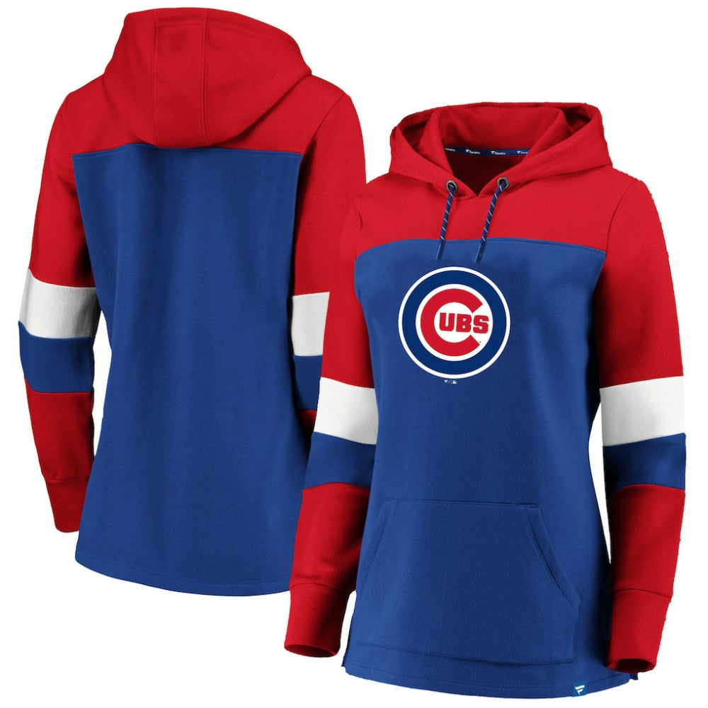 Chicago Cubs Women's Plus Size Colorblock Pullover Hoodie Royal