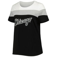 Chicago White Sox Women's Plus Size Colorblock T-Shirt Black/Heather Gray