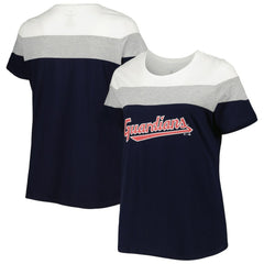 Cleveland Guardians Women's Plus Size Colorblock T-Shirt Navy/Heather Gray