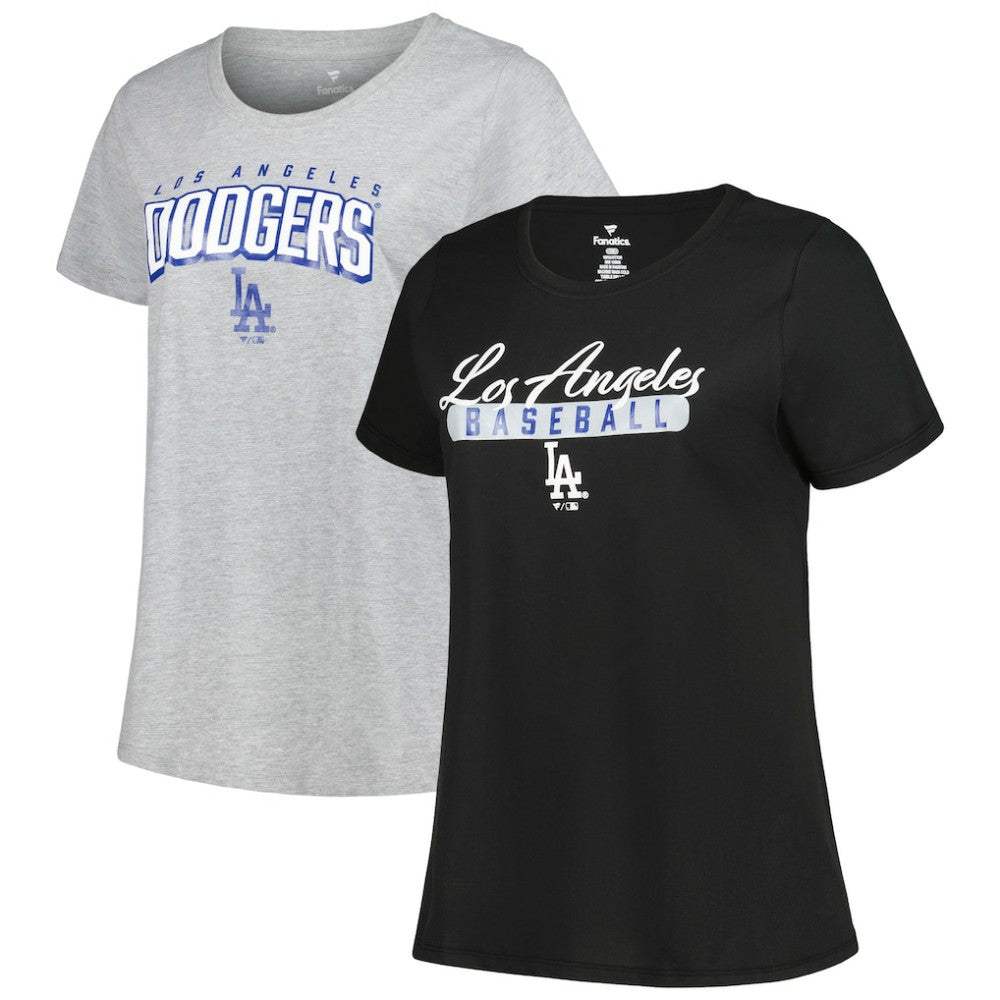 Los Angeles Dodgers Profile Women's Plus Size T-Shirt Combo Pack Black/Heather Gray