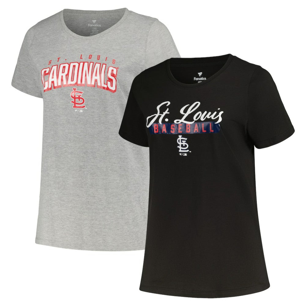 St. Louis Cardinals Profile Women's Plus Size T-Shirt Combo Pack Black/Heather Gray