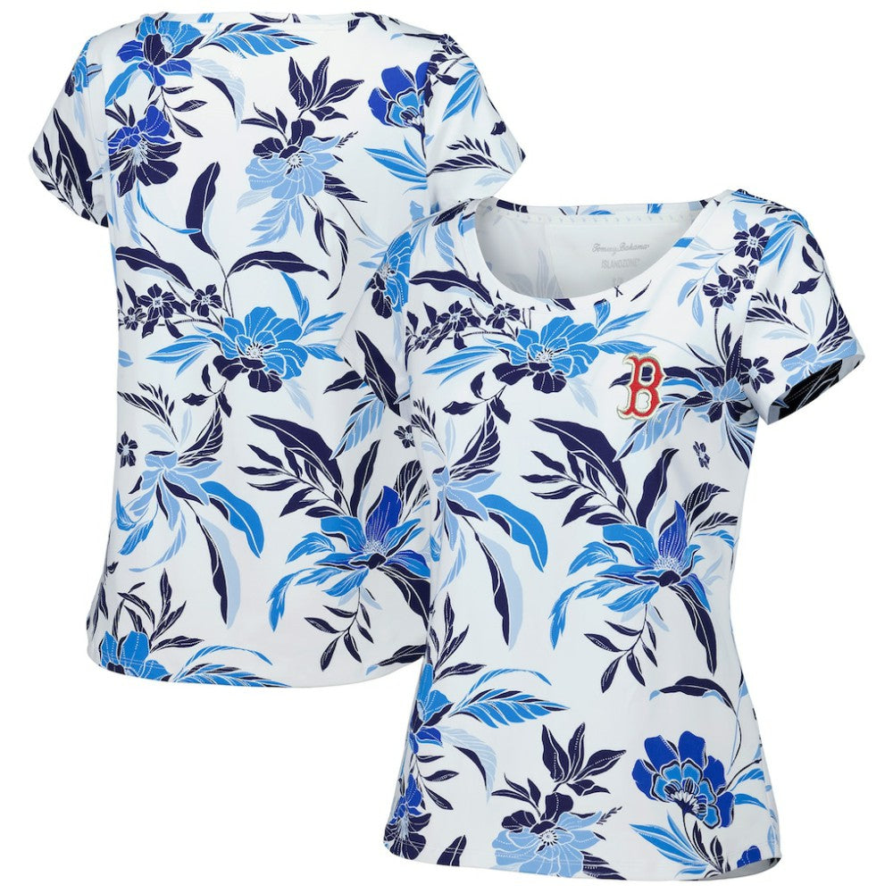 Boston Red Sox Tommy Bahama Women's Aubrey Romantic Blooms IslandZone T-Shirt White