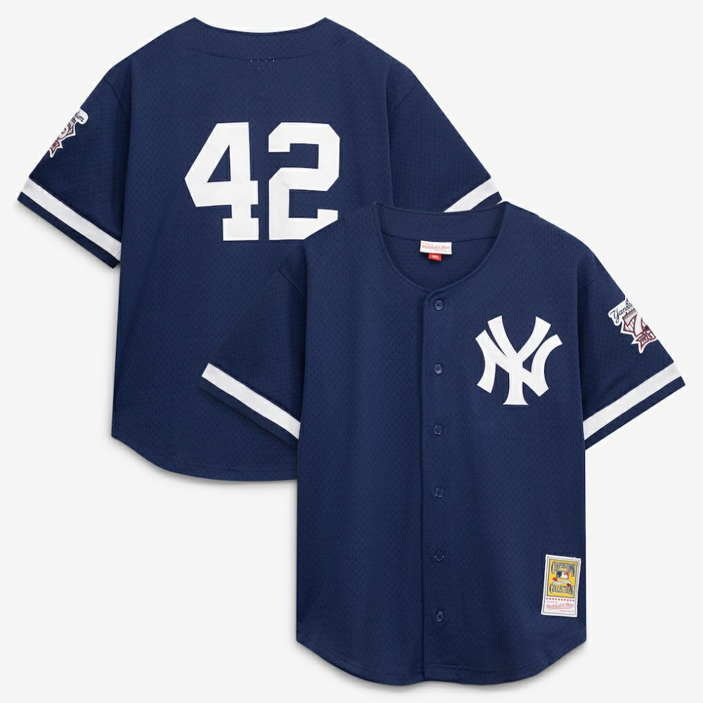 Mariano Rivera New York Yankees Mitchell & Ness Cooperstown Collection Mesh Batting Practice Button-Up Jersey Navy | New Era