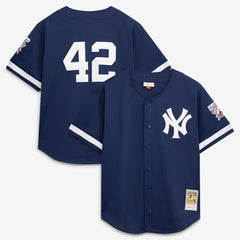 Mariano Rivera New York Yankees Mitchell & Ness Cooperstown Collection Mesh Batting Practice Button-Up Jersey - Navy