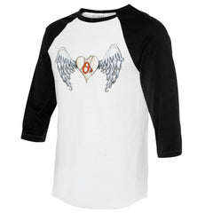 Baltimore Orioles Tiny Turnip Women's Angel Wings 3/4-Sleeve Raglan T-Shirt White/Black