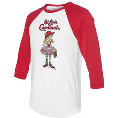 St. Louis Cardinals Tiny Turnip Women's Babes 3/4-Sleeve Raglan T-Shirt White/Red