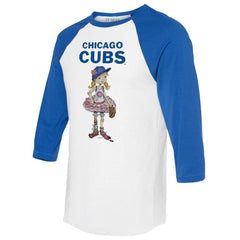Chicago Cubs Tiny Turnip Women's Babes 3/4-Sleeve Raglan T-Shirt White/Royal