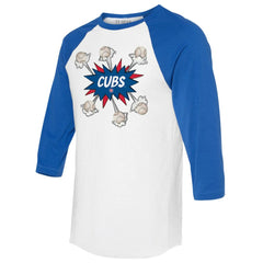 Chicago Cubs Tiny Turnip Women's Baseball Pow 3/4-Sleeve Raglan T-Shirt White/Royal